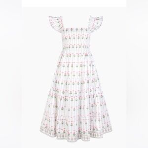 White hill house nap dress. White trailing fern (pink floral). Worn once.